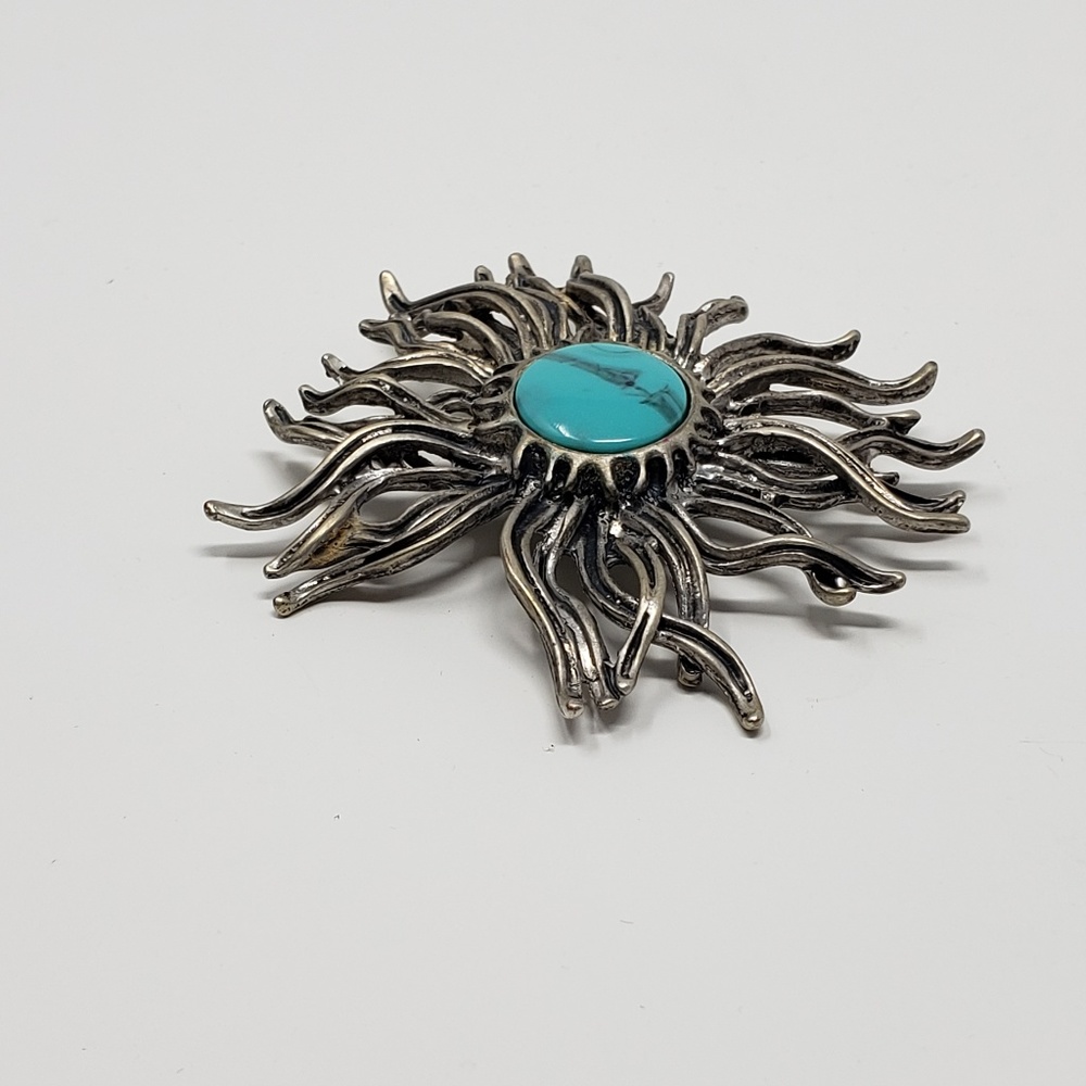 Silvertone Copper Sunburst Pendant